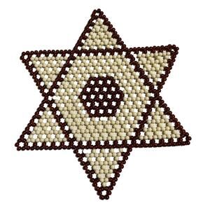 Vintage Beaded Star of David Doily Hexagon Place Mat 10.25” Rust and Ivory Color
